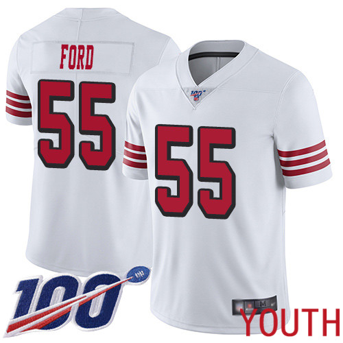 San Francisco 49ers Limited White Youth Dee Ford NFL Jersey #55 100th Season Rush Vapor Untouchable->youth nfl jersey->Youth Jersey